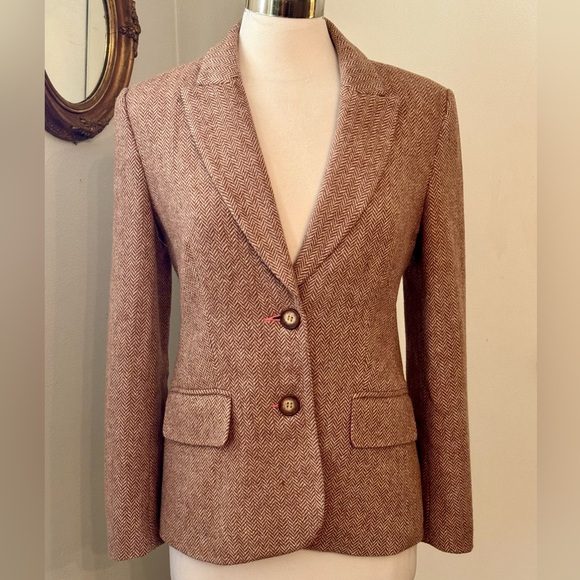 Sundance Tan Herringbone Blazer XS Preppy Academia Old Money Jacket
